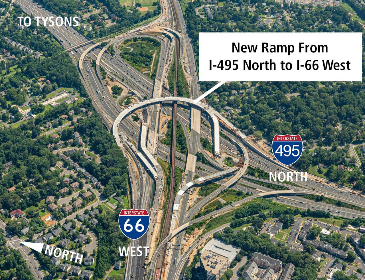 Aerial photo of I-66/I-495 Interchange