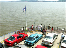 On board the Jamestown-Scotland Ferry